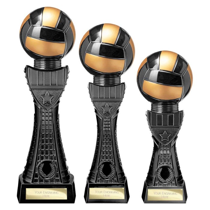 BLACK VIPER TOWER NETBALL RESIN TROPHY - 3 SIZES - 235MM - 300MM